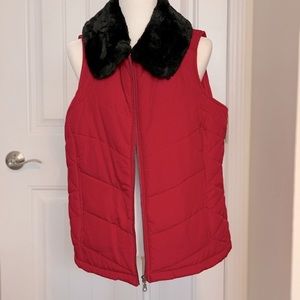 Red Vest with black fur collar size 1X